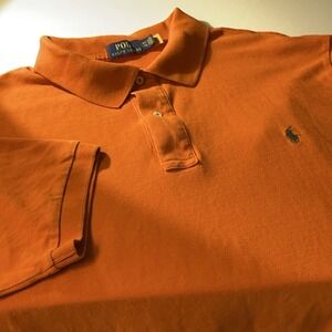 Polo Ralph Lauren Mens 2XLT Polo Short Sleeve Orange/ Green Pony Cotton